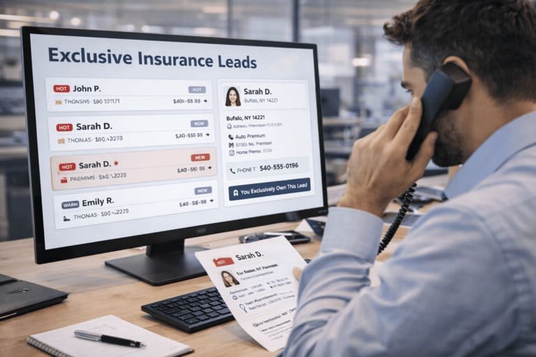 Insurance buyers reviewing exclusive insurance lead opportunities