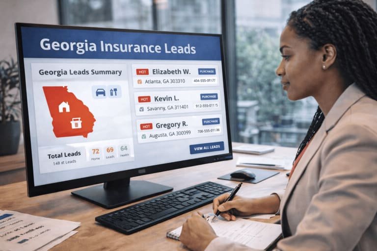 Insurance buyers reviewing Georgia insurance leads in a live marketplace