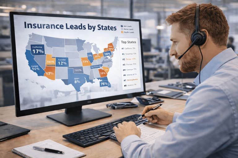 Insurance buyers reviewing state-specific insurance leads
