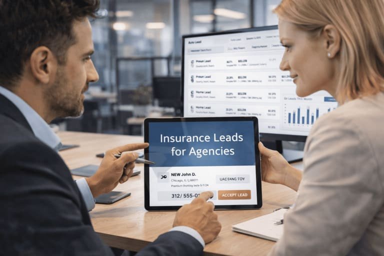 Insurance agencies reviewing fresh auto and home insurance leads