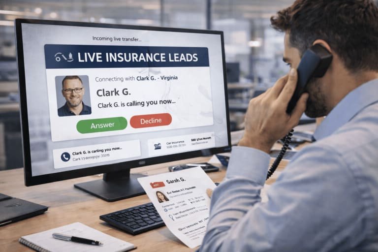 Buyers reviewing live insurance leads in real time