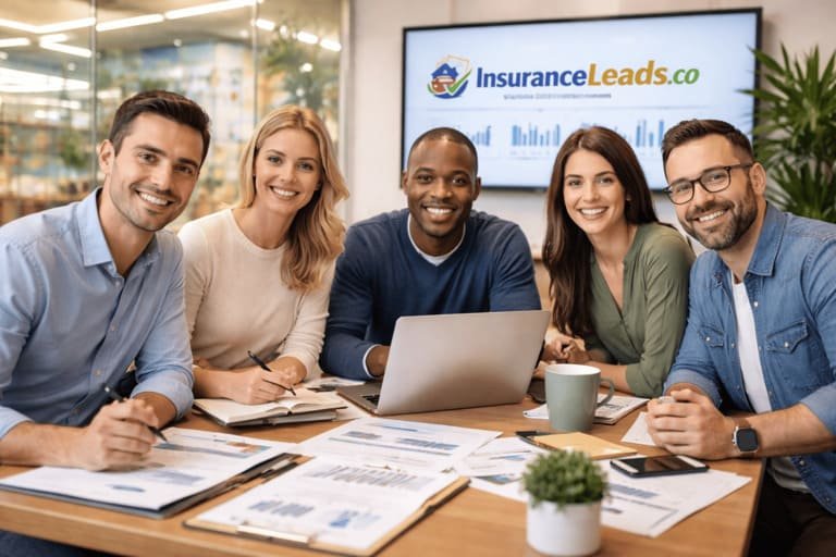 InsuranceLeads.co team in the office